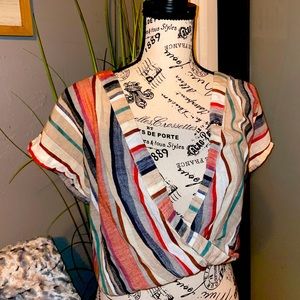 Multi Color Buttoned Crop Top